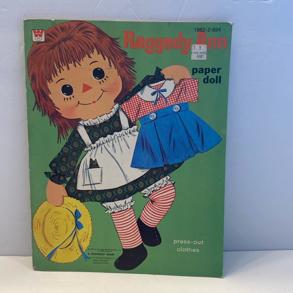 Vintage 1971 Raggedy Ann paper dolls, A Whitman book, press-out clothes, NEW!